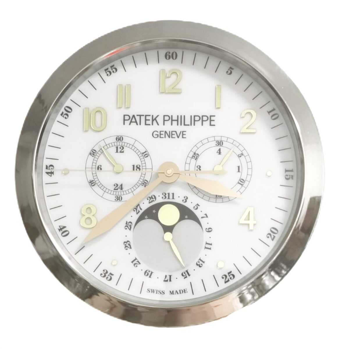 Grand Complications Steel & White | Large Luxury Wall Clock