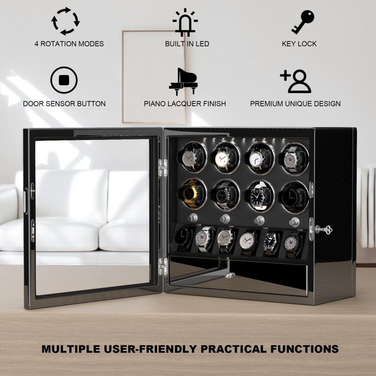 W-Winder Prestige | 8+6 Watch Automatic Winder – Premium Cabinet