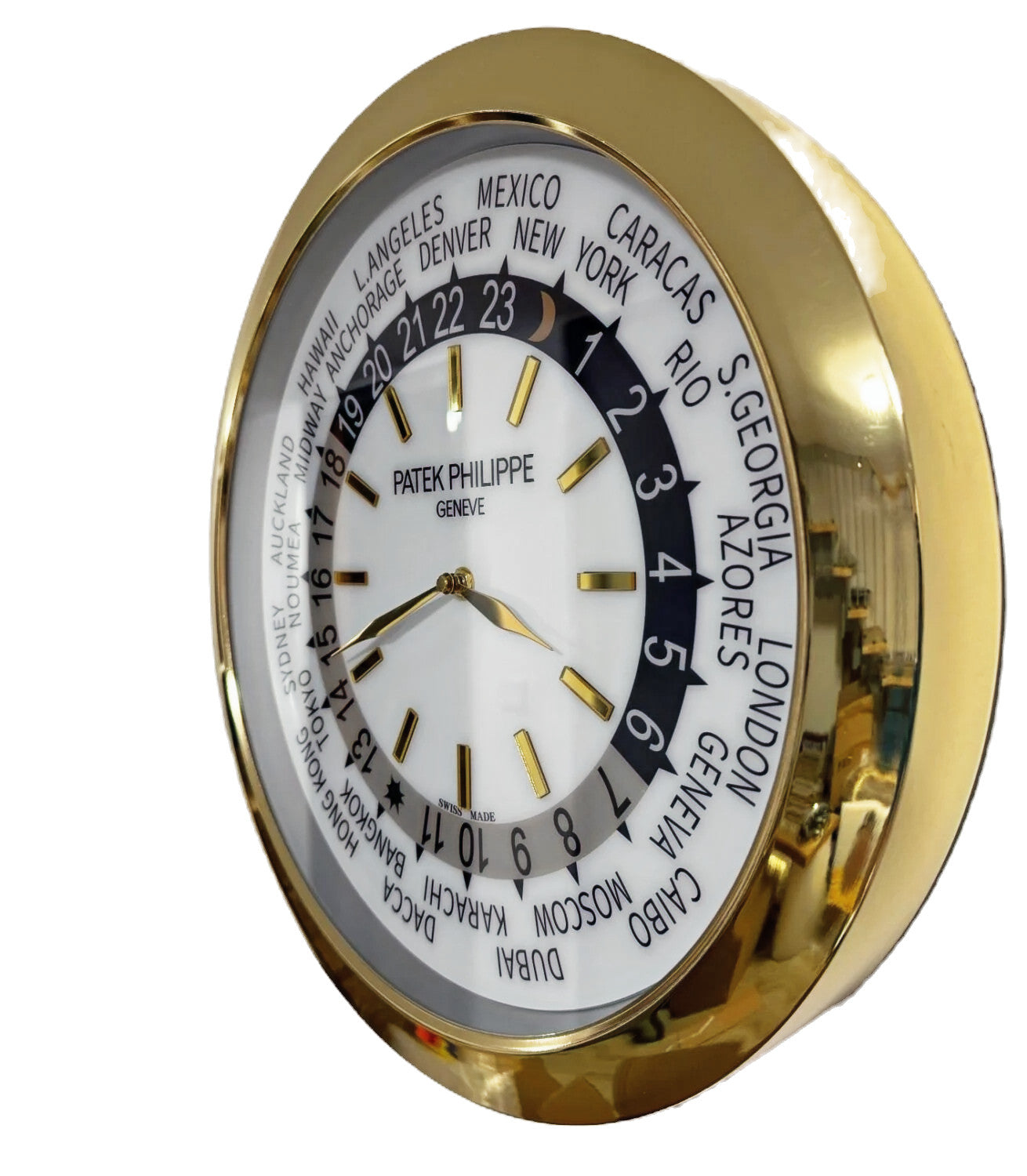 Patek WorldTimer Gold and White | Large Wall Clock