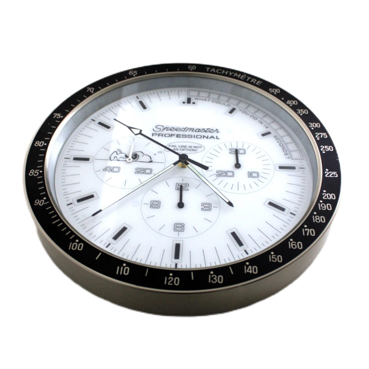 Moon Mission Black & White | Large Wall Clock – Racing Chrono Style