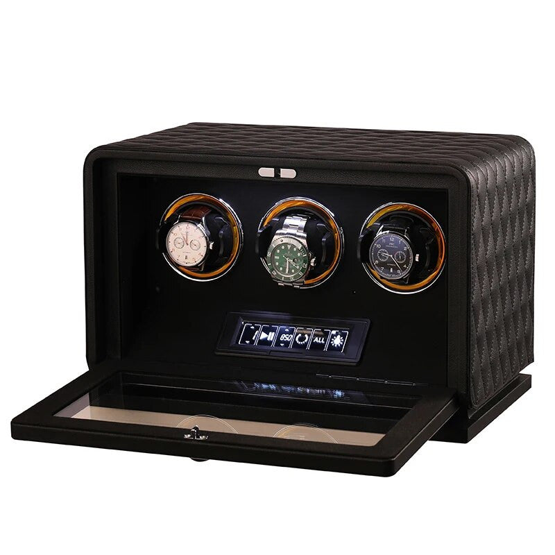 EleganceCraft Trio | 3-Watch Automatic Winder – Premium Wood