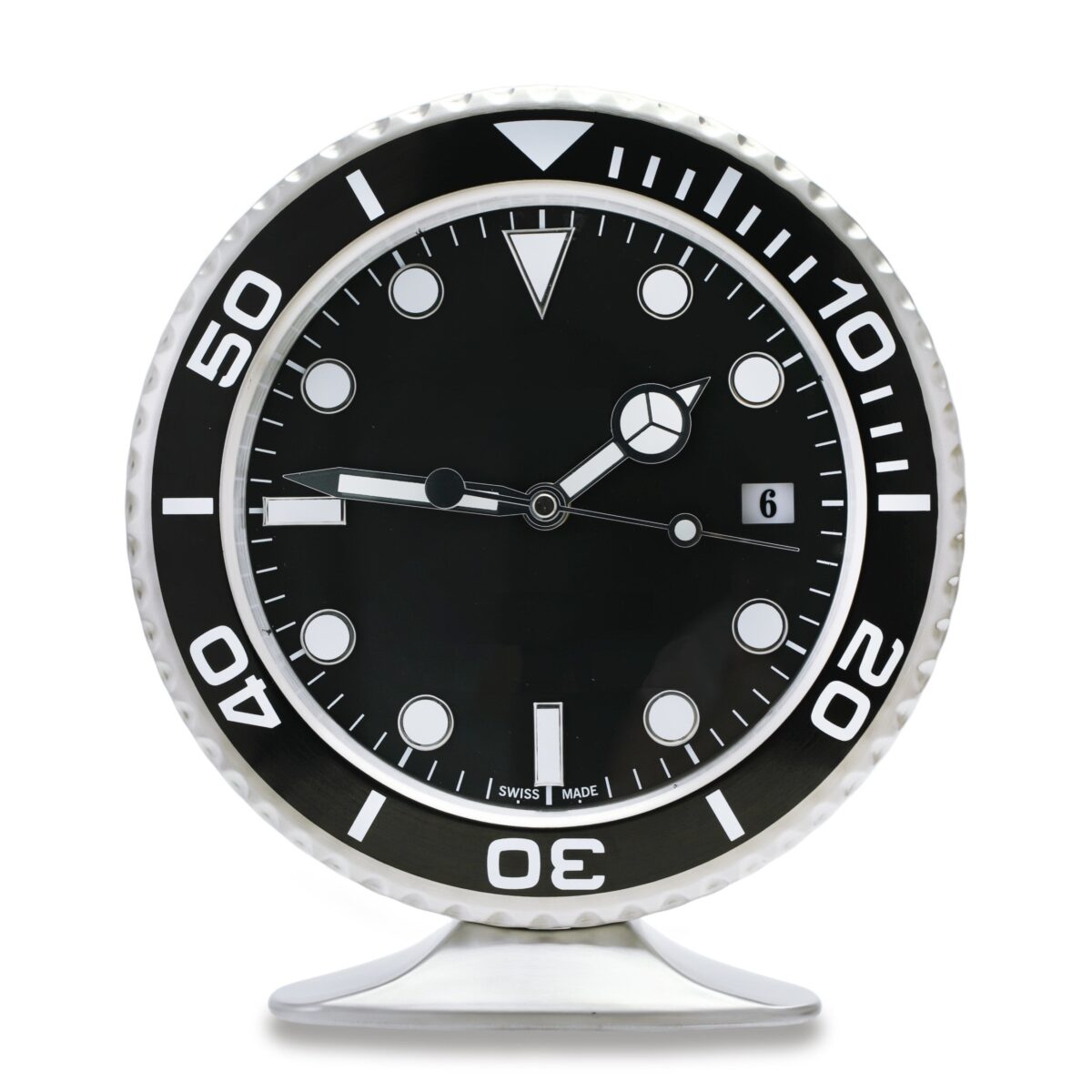 Sub-Diver Stahl Schwarz | Luxus-Tischuhr – Taucher-Lünette Design