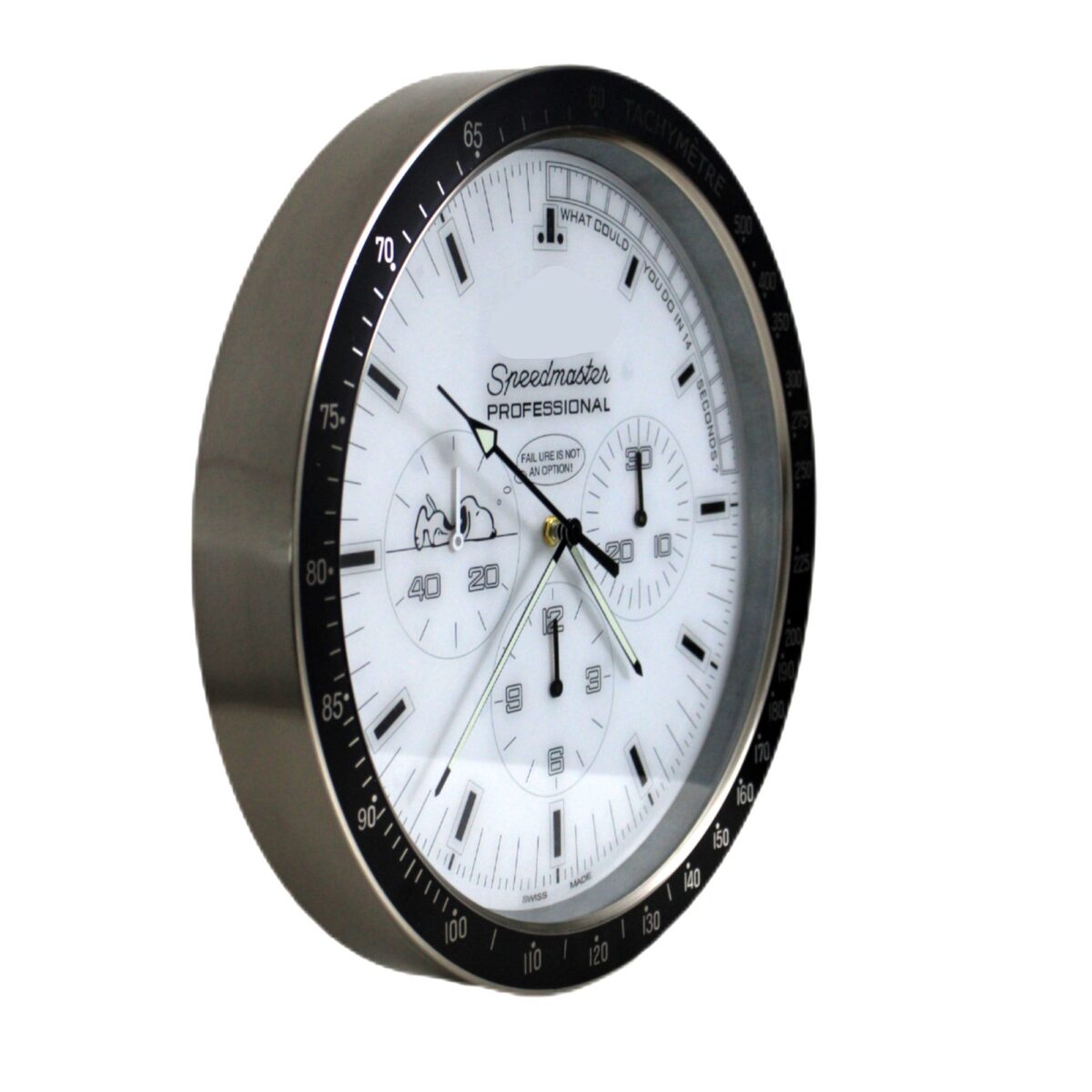 Moon Mission Black & White | Large Wall Clock – Racing Chrono Style