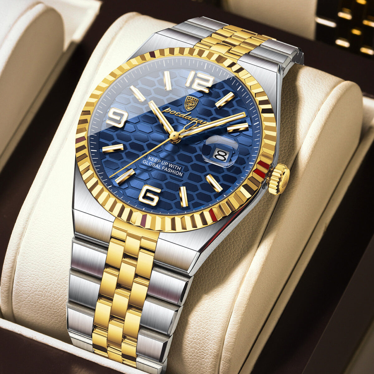 POEDAGAR Class Land Two-Tone | Luxury Quartz Watch – 41mm