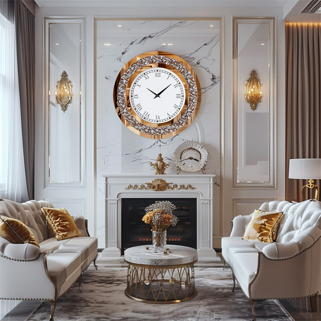 LUVODI Luxury Diamond | Large Wall Clock – Crystal Bezel Statement