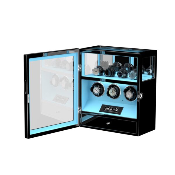 W-Winder Supreme 3+4 Automatic Watch Winder - Luxury Watch Storage by Wclocks - automatic watch winder, Black, Blue, Green, Red luxury design