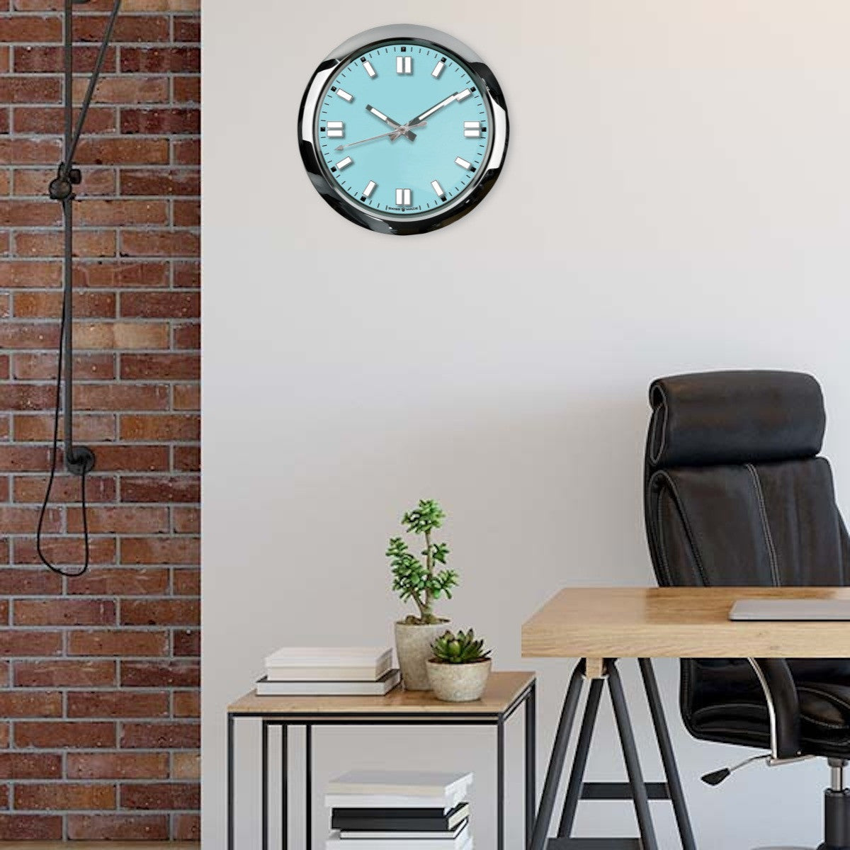 Perpetual Turquoise | Luxury Wall Clock – Turquoise Blue Dial