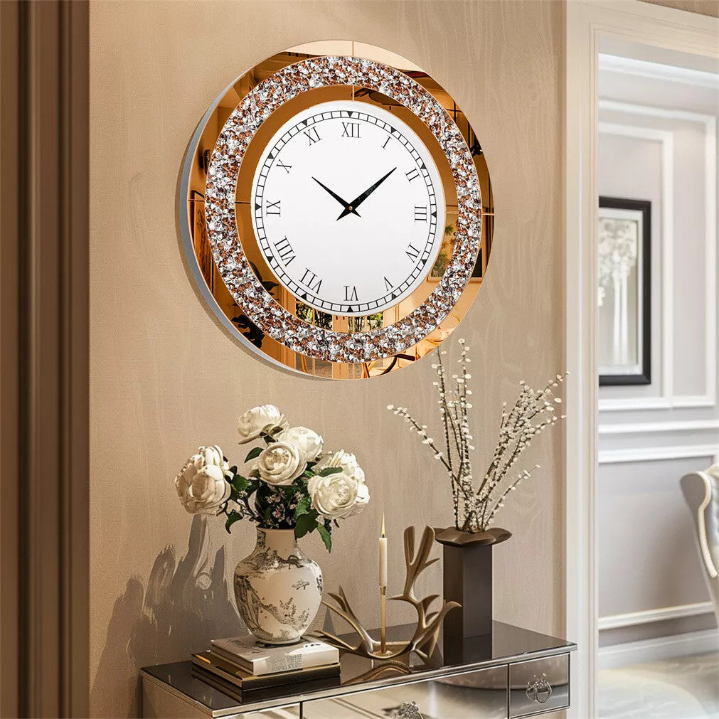 LUVODI Luxury Diamond | Large Wall Clock – Crystal Bezel Statement