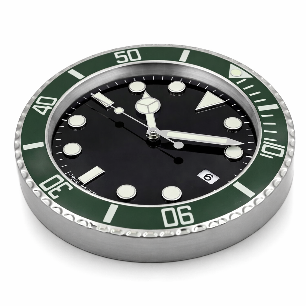 Emerald Diver Green | Luxury Wall Clock – Green Bezel Style
