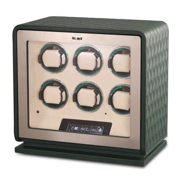 EleganceCraft Six 6 Watch Automatic Watch Winder - Luxury Watch Storage by Wclocks - 6 watch winder, Black, Green, Orange luxury design
